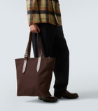 Dries Van Noten Leather-trimmed cotton canvas tote bag