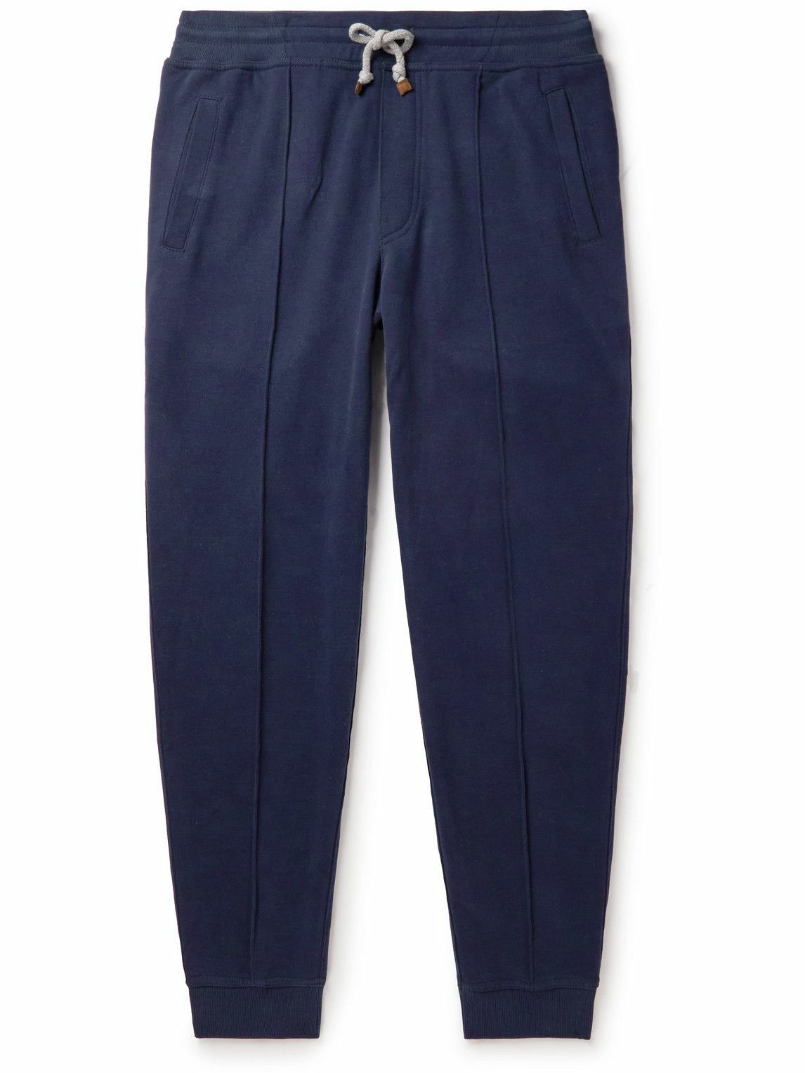 Brunello Cucinelli - Tapered Cotton-Jersey Sweatpants - Blue Brunello ...
