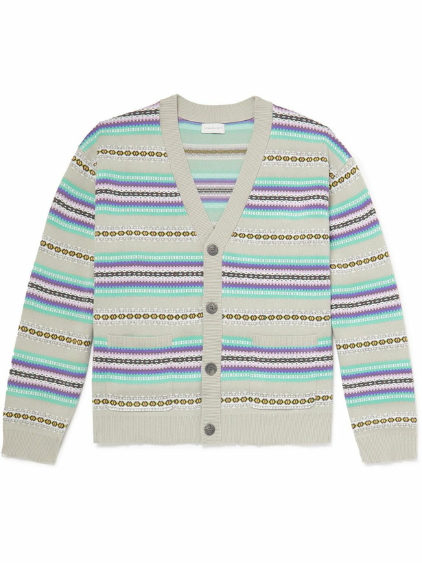 Photo: John Elliott - Nogales Fair Isle Cotton-Blend Cardigan - Gray