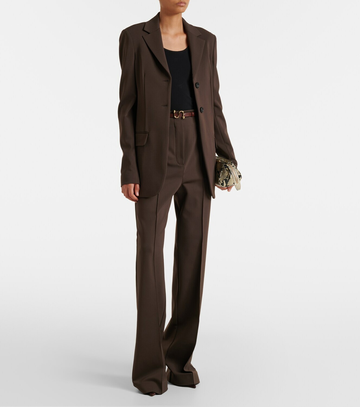 Sportmax Belted crêpe straight pants