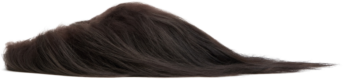 Marni Brown Long Hair Fur Fussbett Slippers