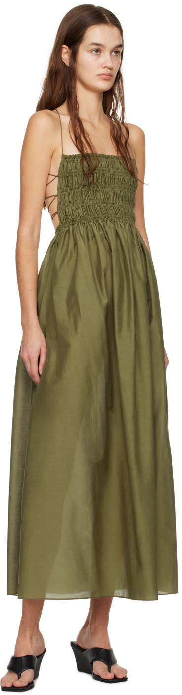 Matteau Green Shirred Maxi Dress