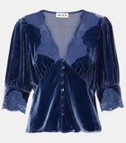 Rixo Amanda lace-trimmed velvet top