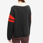 Wales Bonner Women's Long Sleeve Calm Polo in Red/Black/Beige