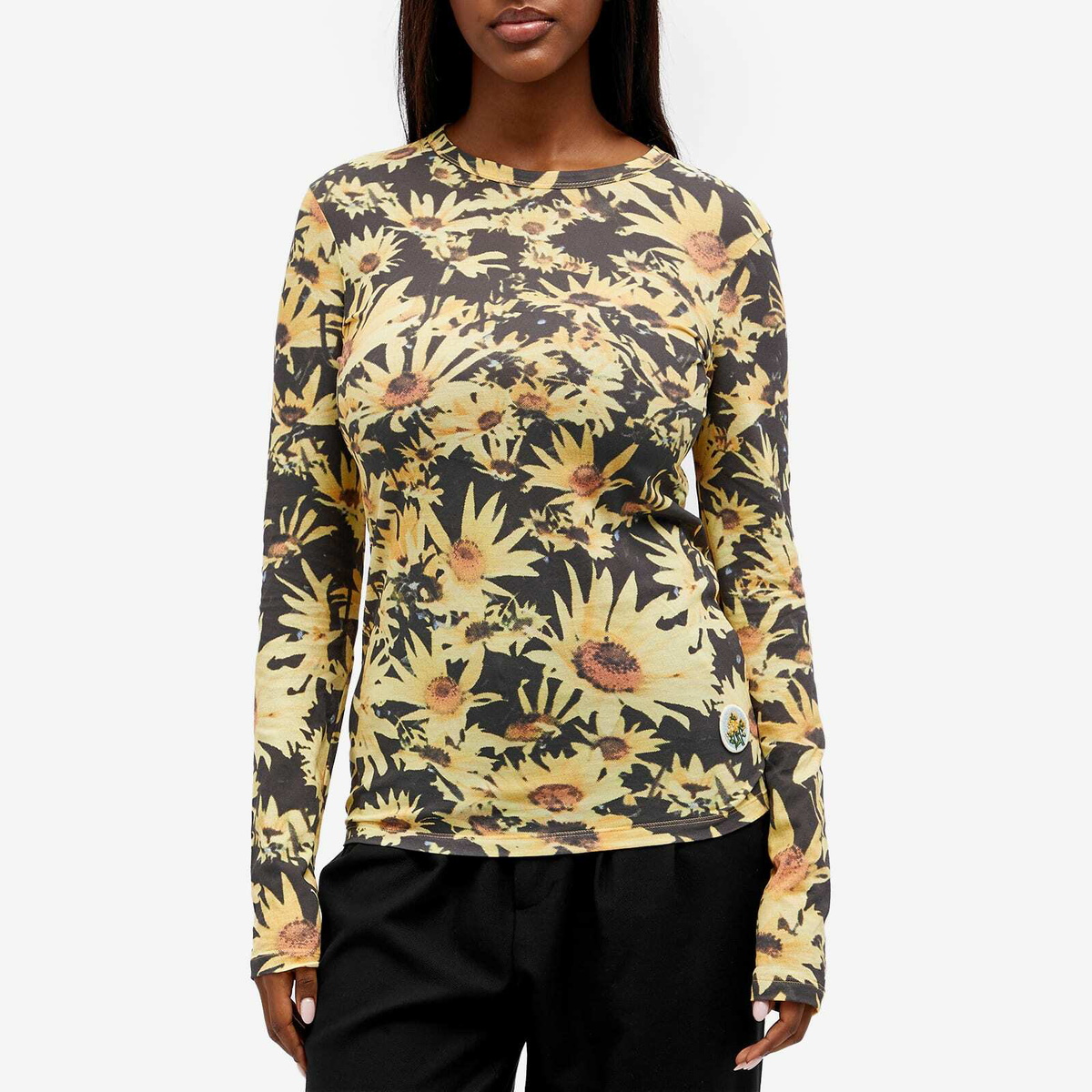 Jil Sander Women's Long Sleeve Flower Print T-Shirt in