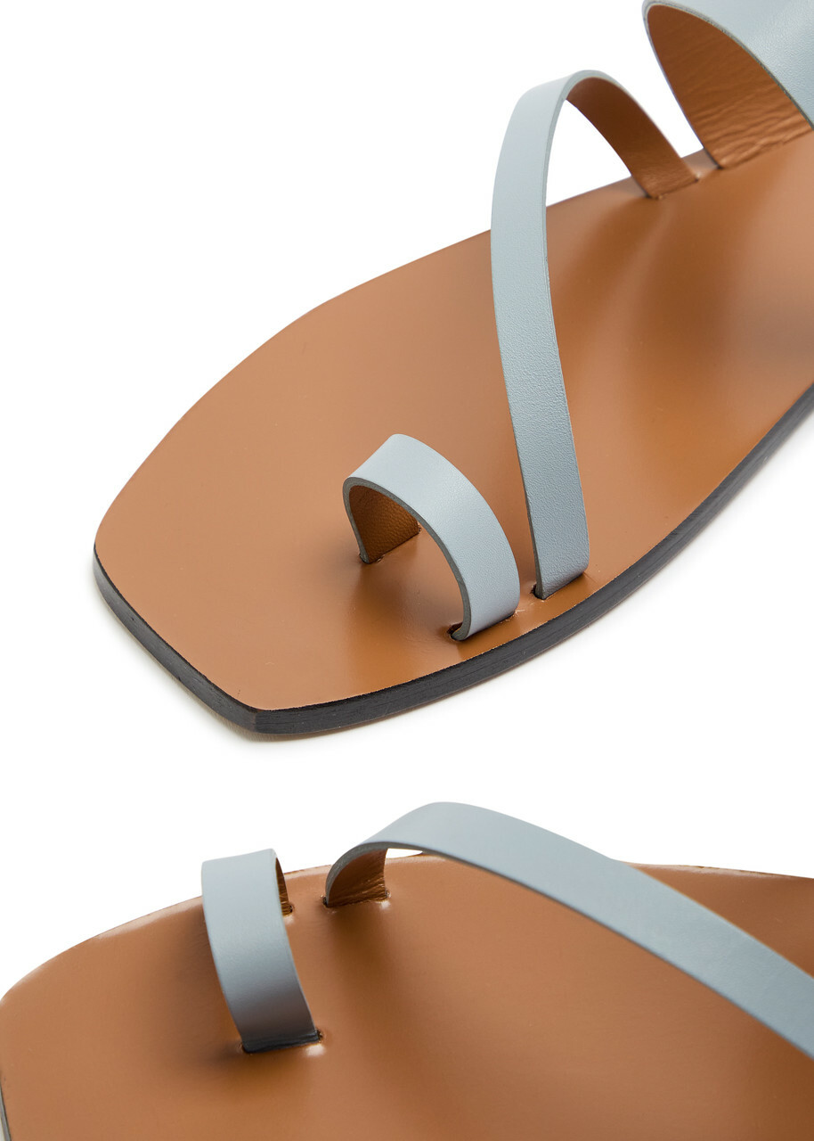Atp Atelier Saletto Leather Sliders Light Grey