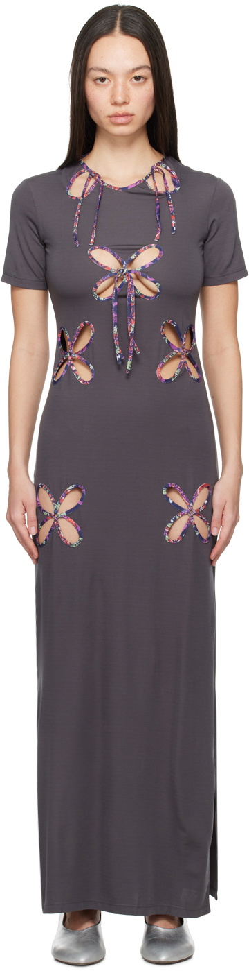 J.Kim Gray Petal Maxi Dress