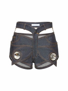 AREA - Butterfly Raw Cotton Denim Hot Pants