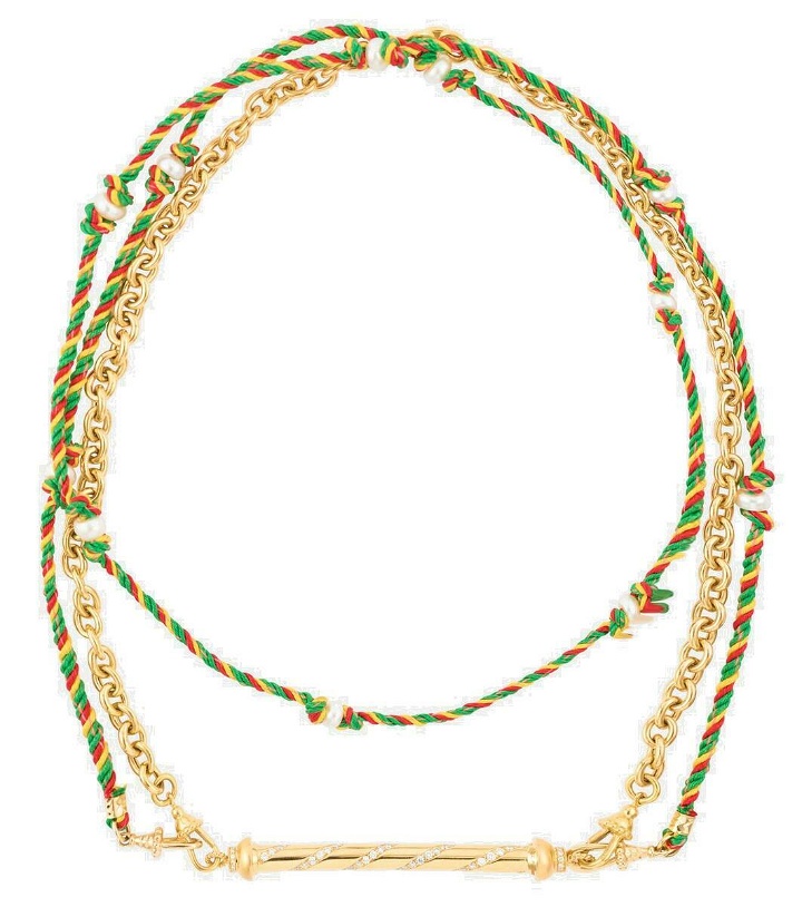 Photo: Marie Lichtenberg Candy Cane 18kt gold necklace with diamonds