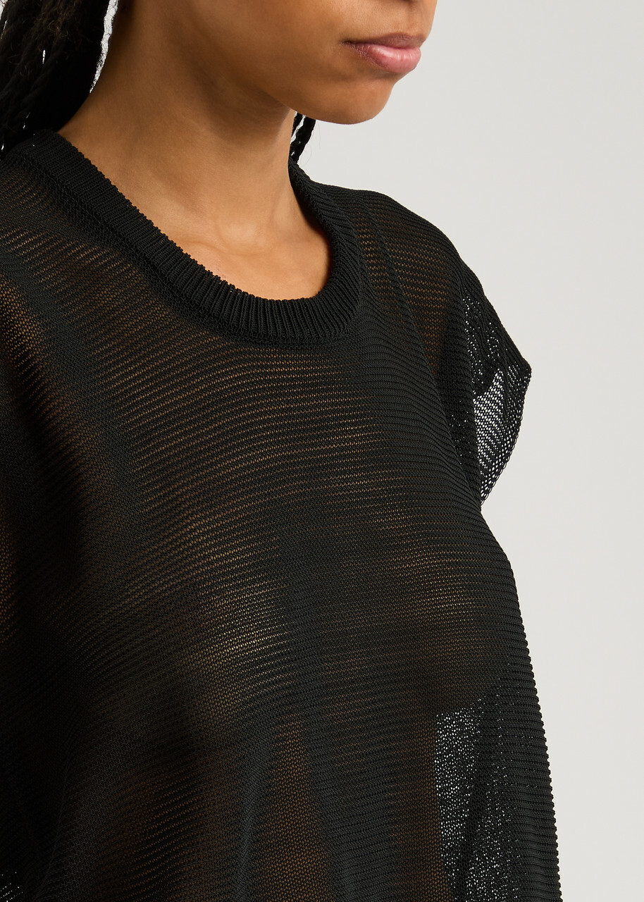 Alaïa Ribbed Sheer Cotton-blend Bodysuit Black