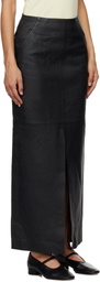 REMAIN Birger Christensen Black Leather Midi Skirt