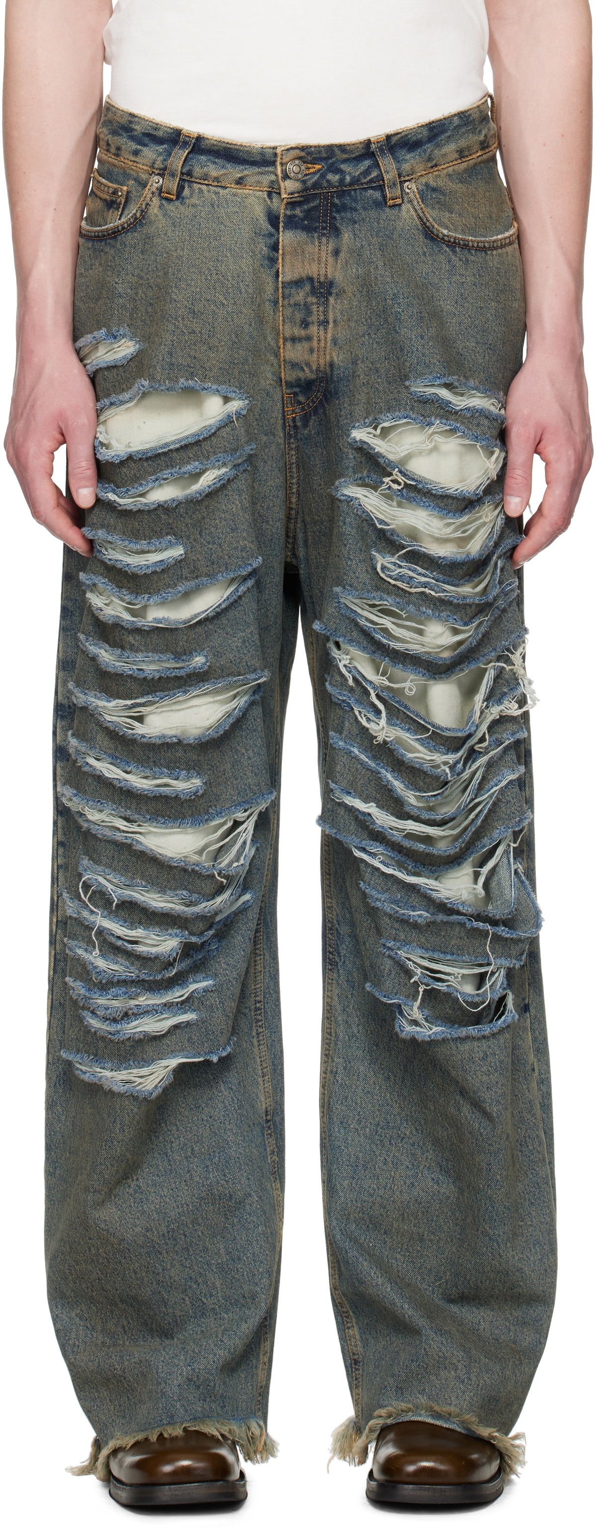 NO/FAITH STUDIOS Black Heavy Denim Cargo Pants