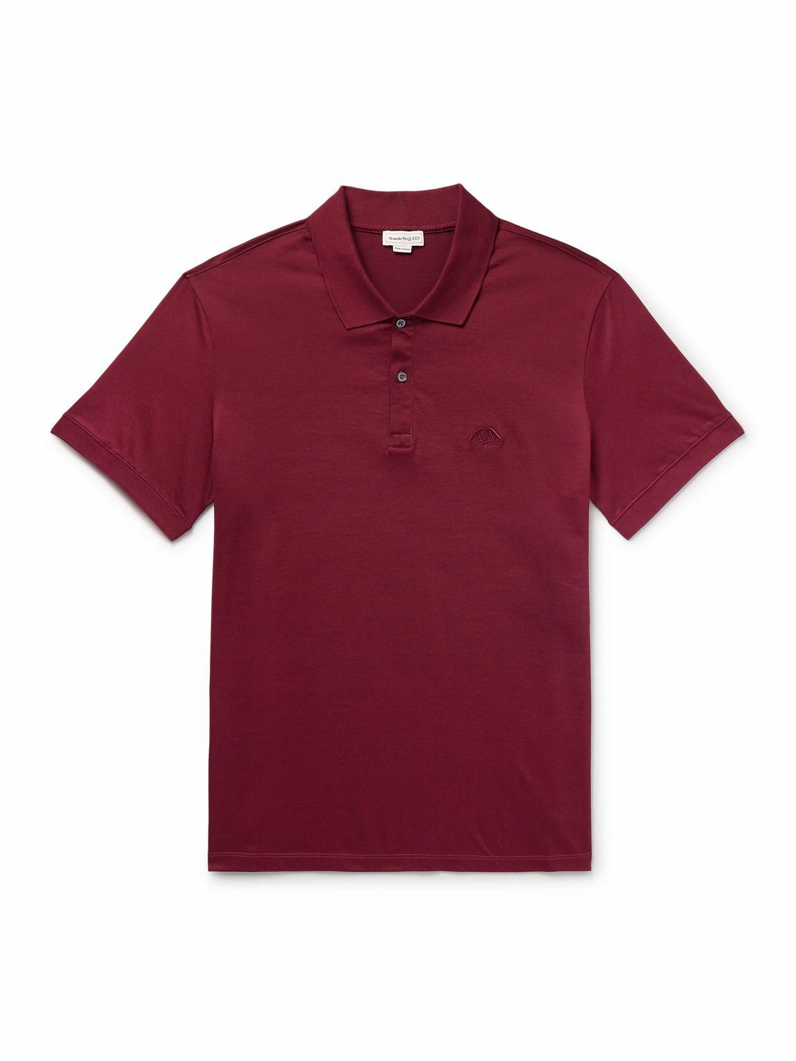 Alexander McQueen Logo Embroidered Cotton Jersey Polo Shirt Burgundy Alexander McQueen