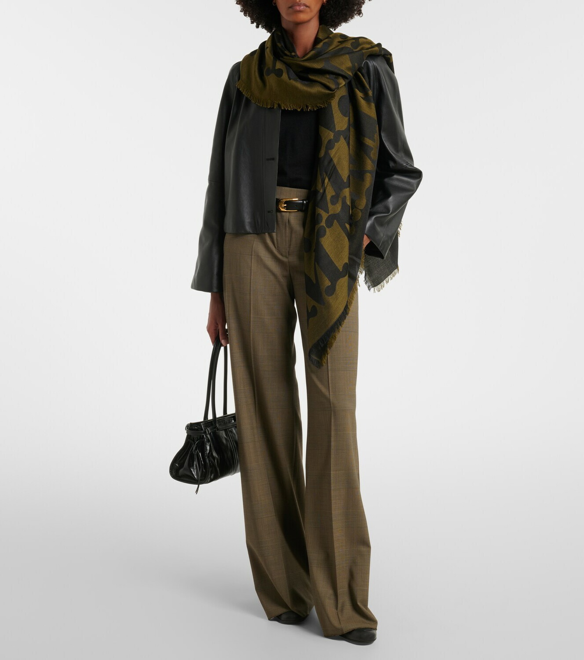 Max Mara Checked virgin wool wide-leg pants