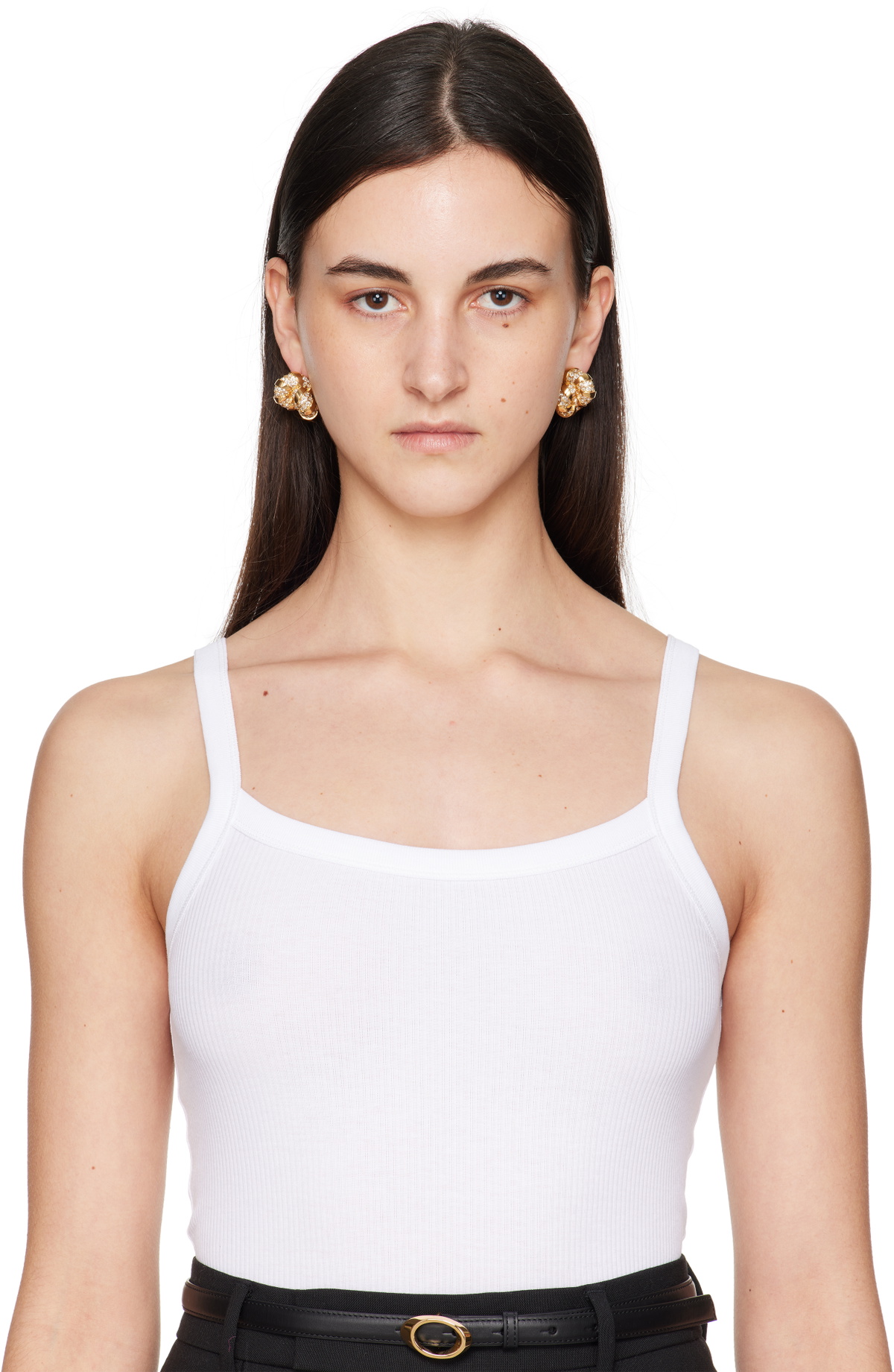 Lanvin Gold & Off-White Mélodie Candy Earrings