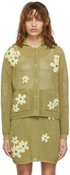 SJYP Green Motif Embroidery Cardigan