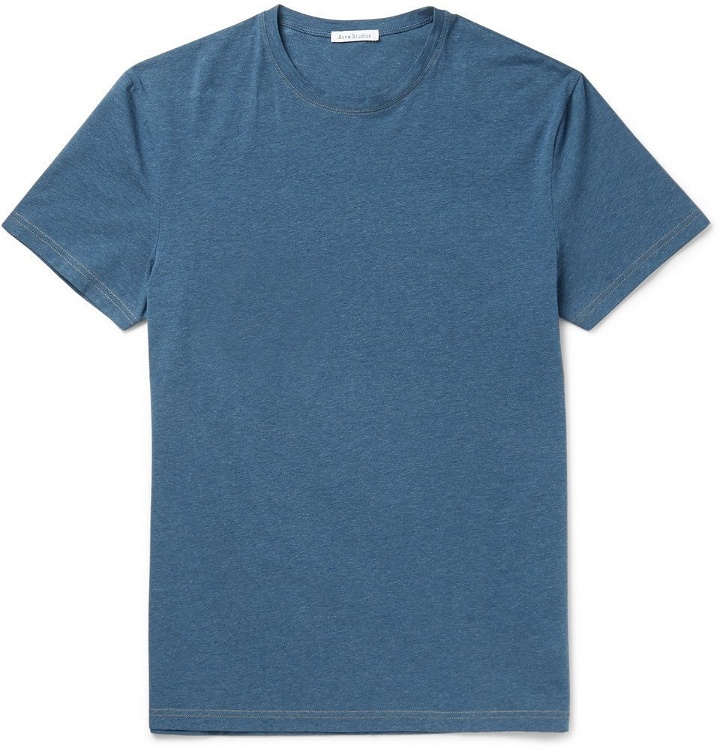 Photo: Acne Studios - Edvin Mélange Stretch-Cotton T-Shirt - Men - Blue