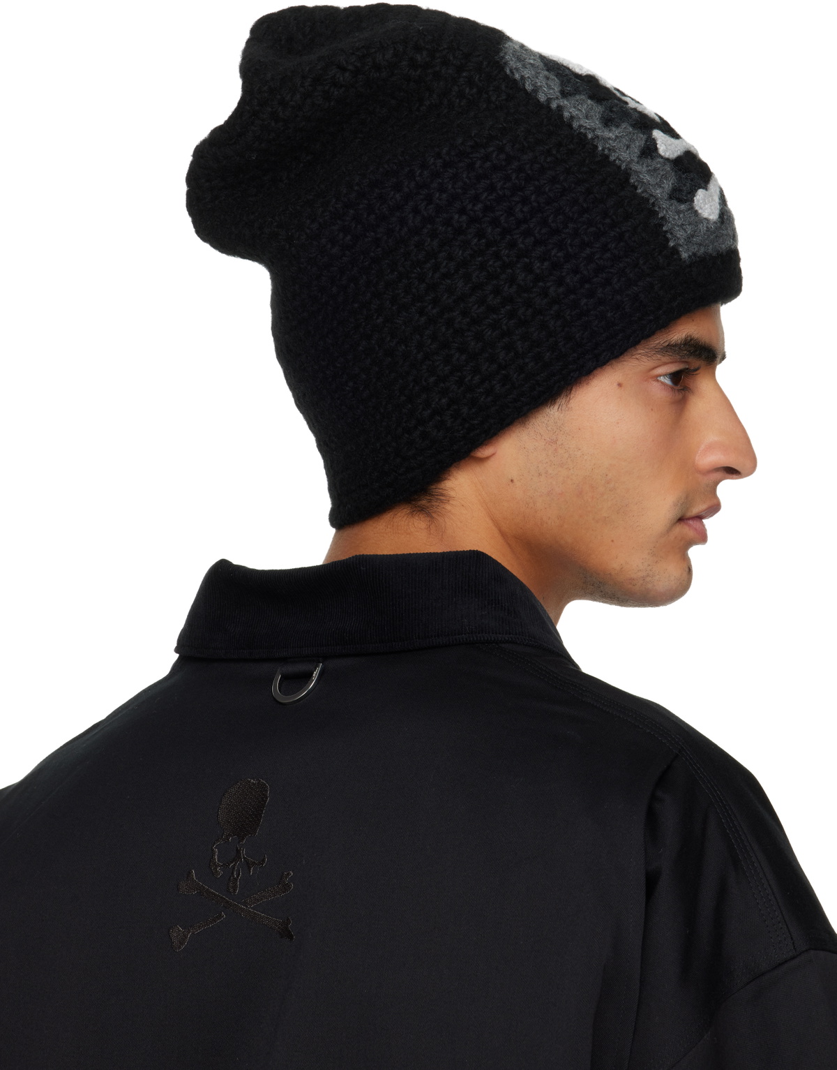MASTERMIND WORLD Black MW Hand Knitted Beanie