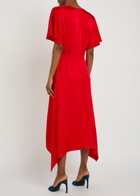 Stella Mccartney Envers V-neck Satin Midi Dress Red