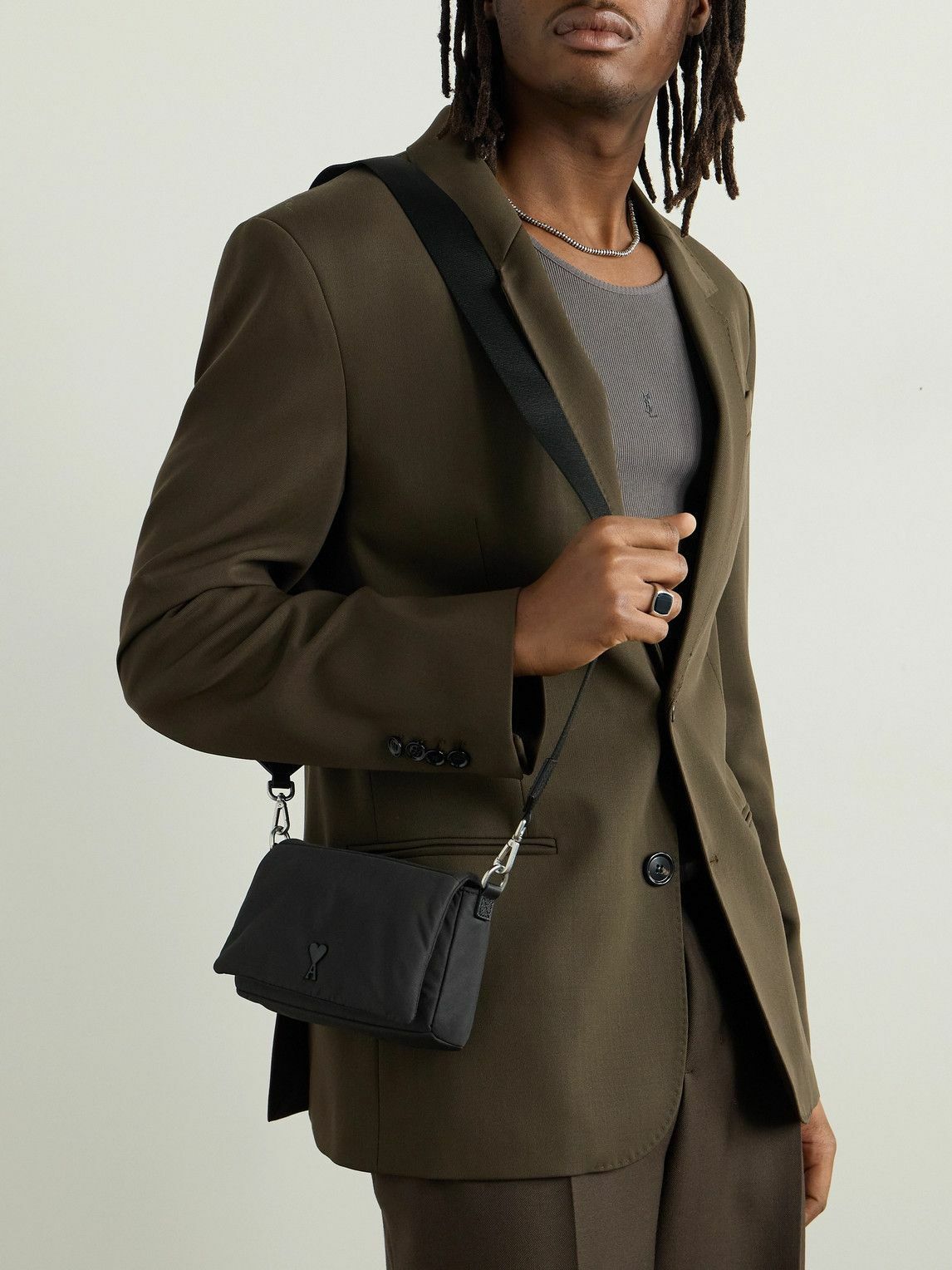 AMI PARIS - ADC Lunch Box Logo-Appliquéd Canvas Messenger