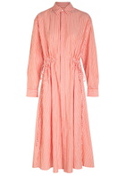 Polo Ralph Lauren Striped Cotton-blend Midi Shirt Dress Orange