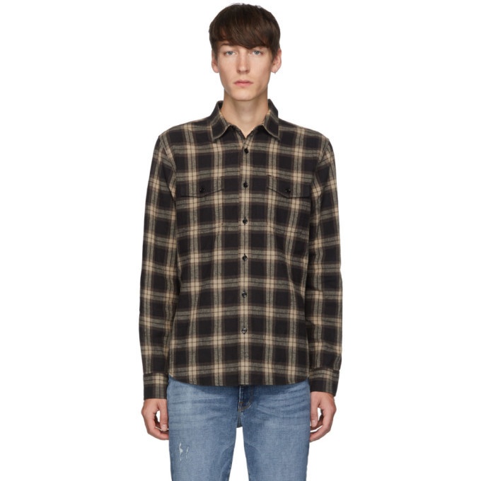 Photo: Frame Black and Brown Double Flap Pocket Shirt