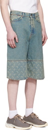 Marine Serre Blue Moon Laser Denim Shorts