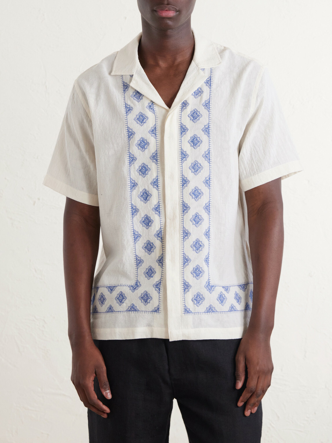 Orlebar Brown - Maitan Camp-Collar Embroidered Cotton Shirt - Neutrals