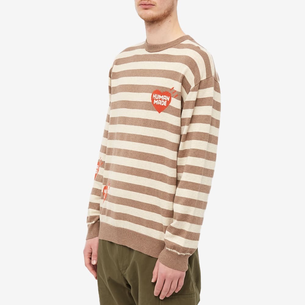 Human Made Men's Stripe Heart Knit in Beige Human Made