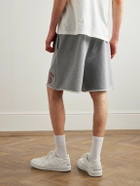 CELINE - Straight-Leg Logo-Flocked Cotton-Jersey Drawstring Shorts - Gray