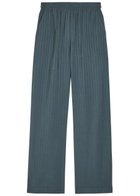 Emporio Armani Striped Loose Straight-leg Trousers Navy