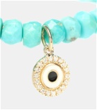 Sydney Evan Evil Eye 14kt gold and diamond beaded charm bracelet