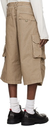 424 Beige Camo Stripe Bermudas Cargo Shorts