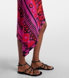 Pucci Soleil asymmetric silk twill midi dress