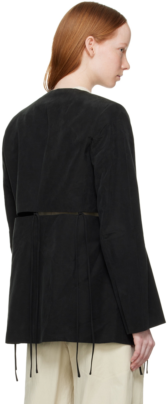 Yuzefi Black Collarless Split Blazer