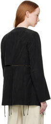 Yuzefi Black Collarless Split Blazer