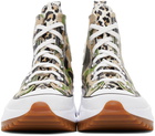 Converse Beige & Green Archive Print Run Star Hike High Sneakers