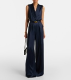 Max Mara Elegante belted satin jumpsuit