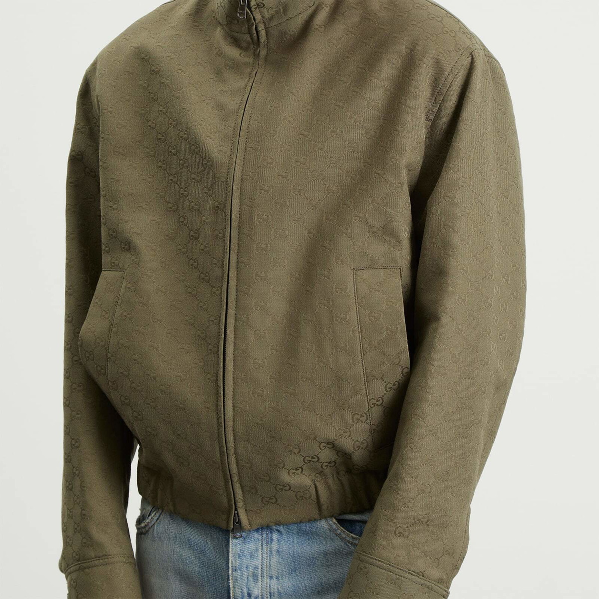 Gucci Men's GG Canvas Bomber Jacket in Green