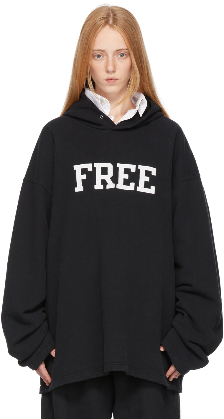 Balenciaga Black 'Free' No Rib Hoodie Balenciaga