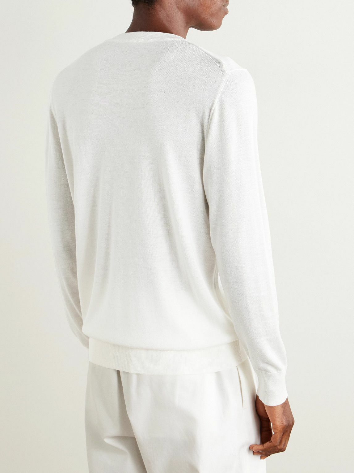 Caruso - Wool, Silk and Cashmere-Blend Sweater - White