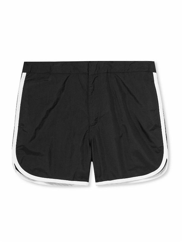 Photo: Mr P. - Straight-Leg Mid-Length Swim Shorts - Black