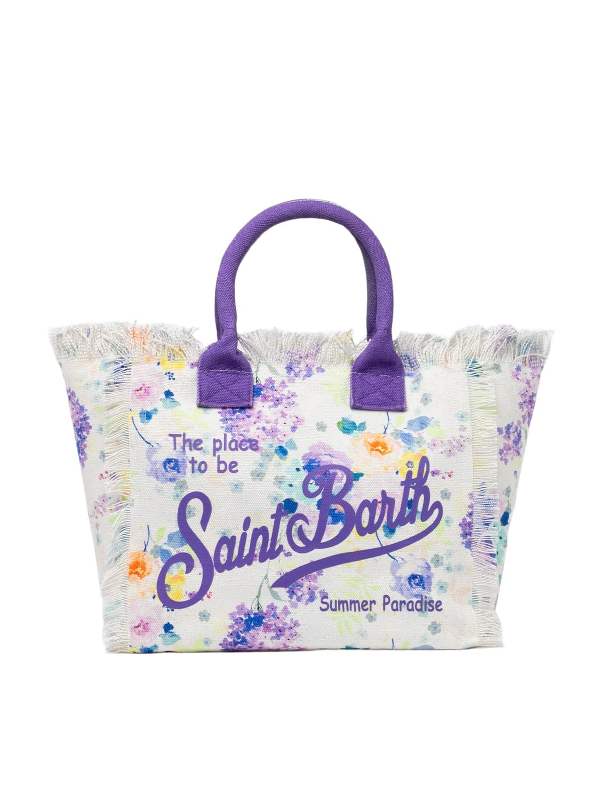 MC2 Saint Barth Water Color Flower Cotton Canvas Vanity Tote Bag