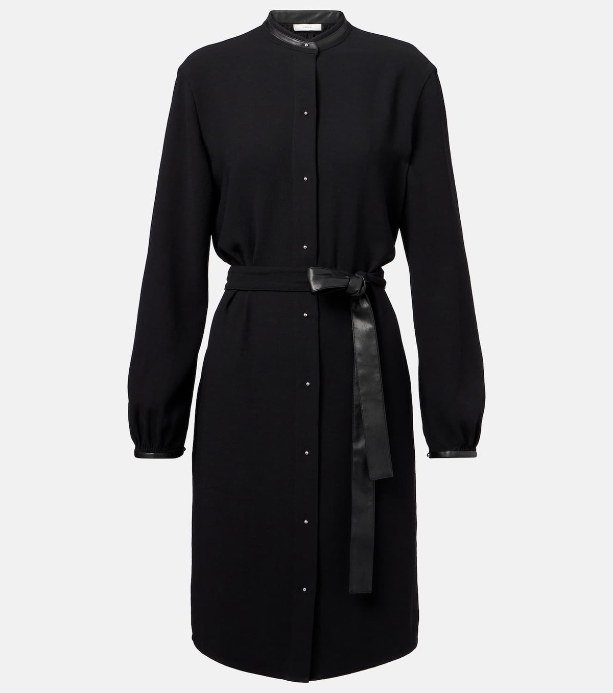 Vince Faux leather-trimmed shirt dress
