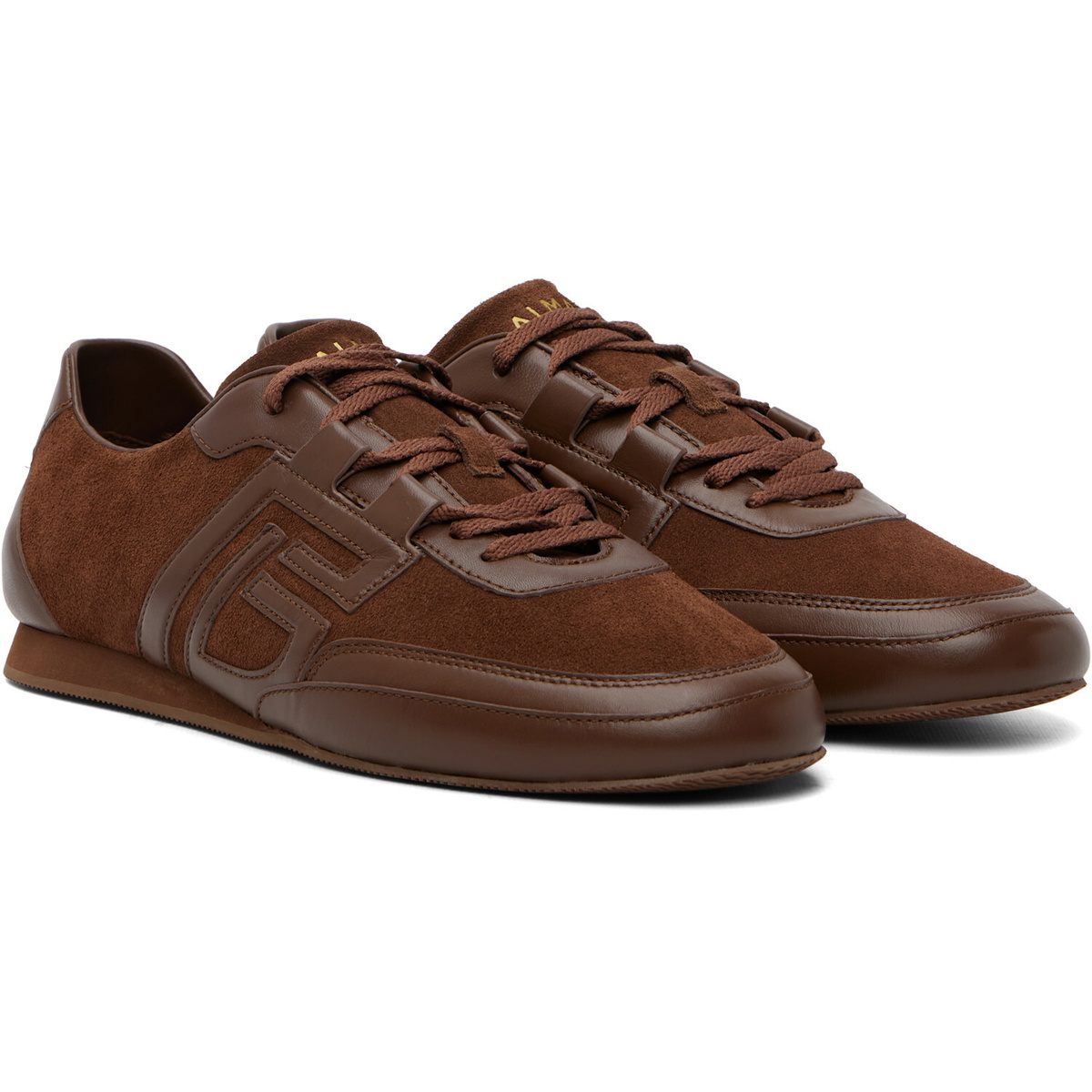 BALMAIN Brown Calfskin Sneakers