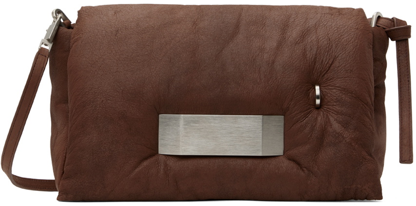 Rick Owens PILLOW GRIFFIN レザーショルダーバッグ ブラウン RICK OWENS Big Pillow Griffin Bag Brown - Wrong Weather