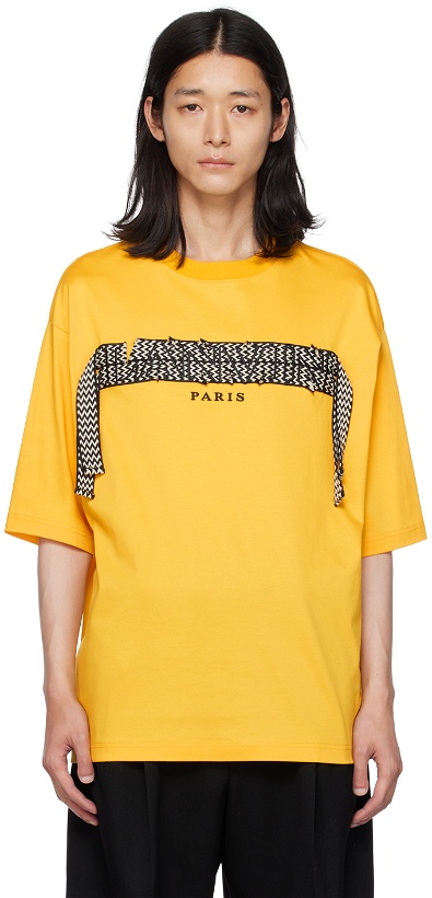 Photo: Lanvin Yellow Curb Lace T-Shirt