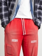 Satoshi Nakamoto - Straight-Leg Padded Printed Mesh Sweatpants - Red