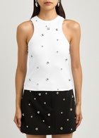 Giuseppe DI Morabito Stud-embellished Ribbed Stretch-cotton Tank White