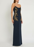 Rebecca Vallance Orla Embellished Crepe Gown Navy